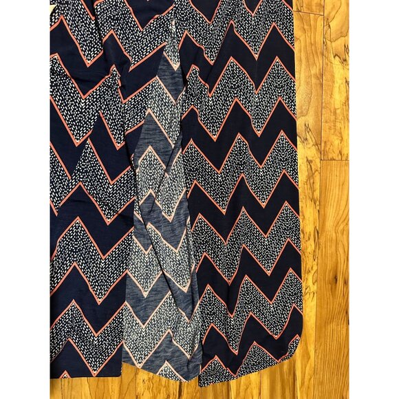 Chevron Maxi Dress NWT Size Small Navy Coral Pink White High Neck Sleeveless Sum - Picture 8 of 14